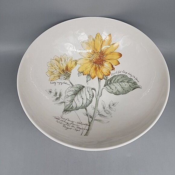 Lenox Artist Sketchbook Sunflower Helianthus Round Serving Bowl 10" Laurie Le - Picture 2 of 8